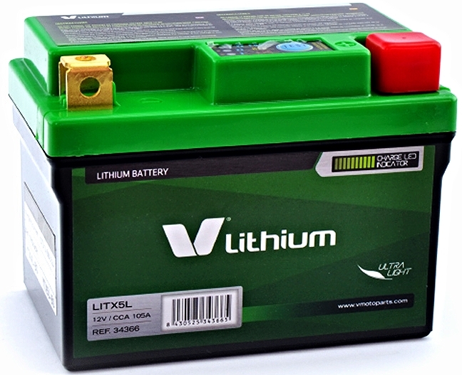 Bateria Litio 12v 10Ah +Dcha 500grs 113x70x85mm LITX5L YTX5L-BS